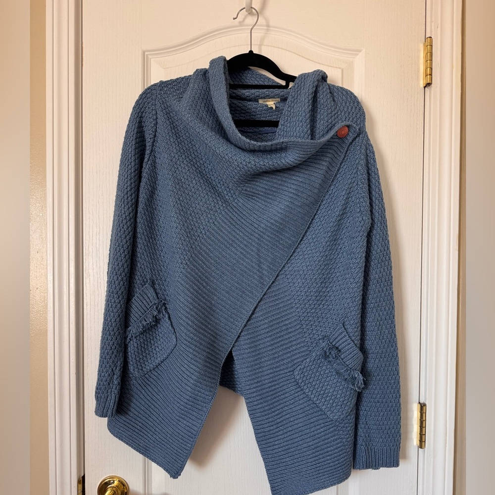 Matilda Jane size Large Blue Envision This Wrap Sweater